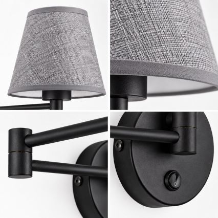 BRILAGI - Wall lamp NUBILA 1xE27/15W/230V grey/black