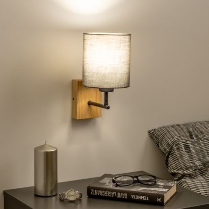 Brilagi - Wall lamp NUBILA WOOD 1xE27/25W/230V oak/anthracite