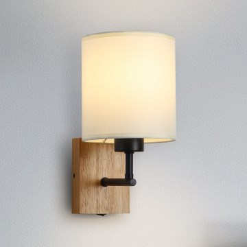 Brilagi - Wall lamp NUBILA WOOD 1xE27/25W/230V oak/black/creamy