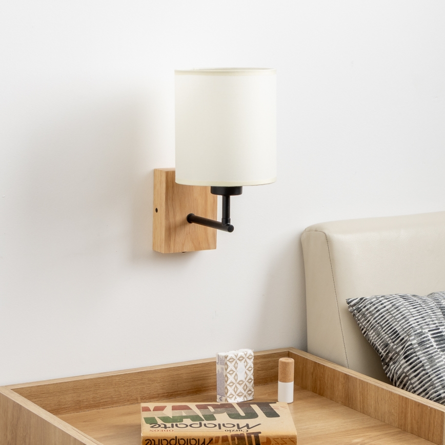 Brilagi - Wall lamp NUBILA WOOD 1xE27/25W/230V oak/black/creamy
