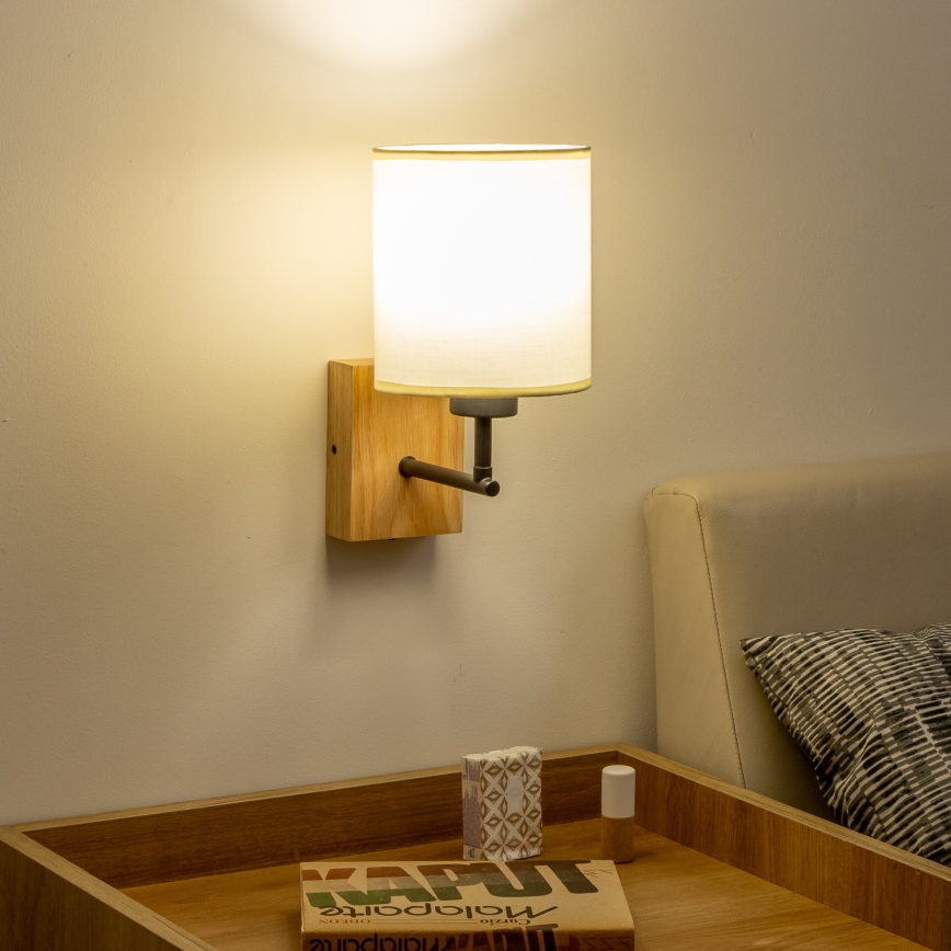 Brilagi - Wall lamp NUBILA WOOD 1xE27/25W/230V oak/black/creamy