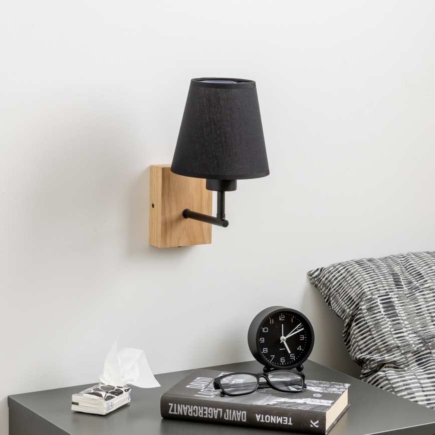 Brilagi - Wall lamp NUBILA WOOD 1xE27/25W/230V oak/black