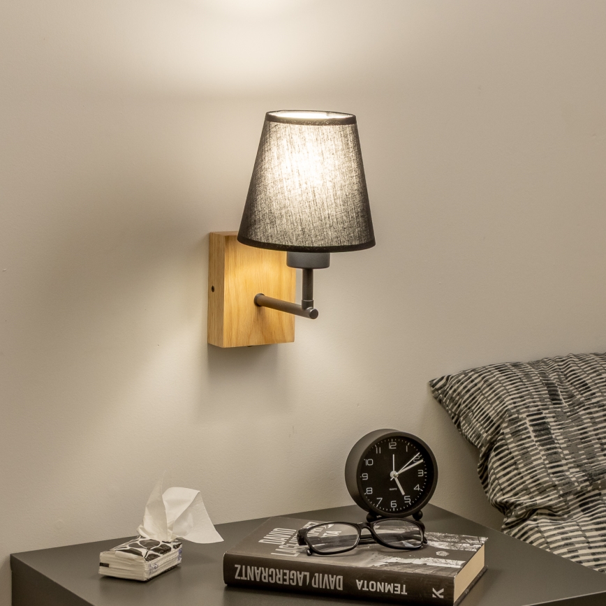 Brilagi - Wall lamp NUBILA WOOD 1xE27/25W/230V oak/black