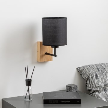 Brilagi - Wall lamp NUBILA WOOD 1xE27/25W/230V oak/black