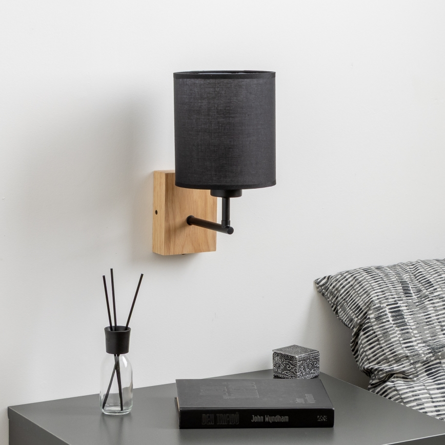 Brilagi - Wall lamp NUBILA WOOD 1xE27/25W/230V oak/black