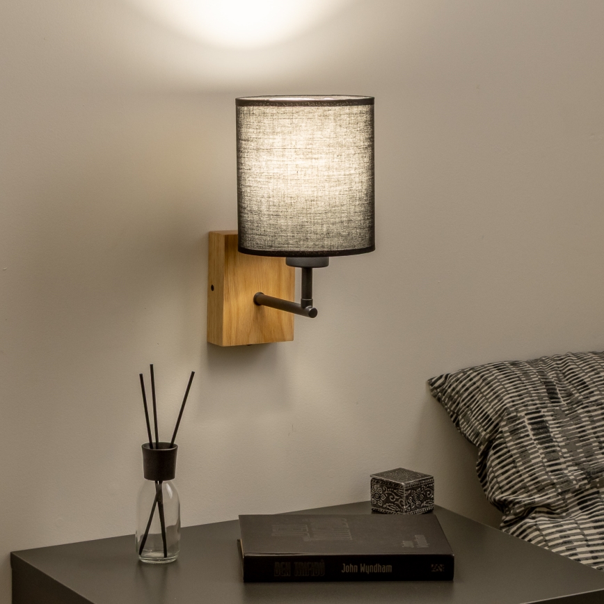 Brilagi - Wall lamp NUBILA WOOD 1xE27/25W/230V oak/black