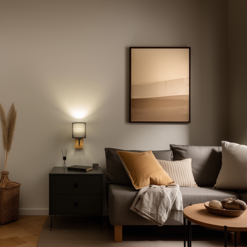 Brilagi - Wall lamp NUBILA WOOD 1xE27/25W/230V oak/black