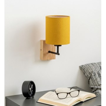 Brilagi - Wall Lamp NUBILA WOOD 1xE27/25W/230V oak/black/yellow
