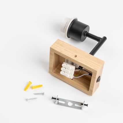 Brilagi - Wall Lamp NUBILA WOOD 1xE27/25W/230V oak/black/yellow