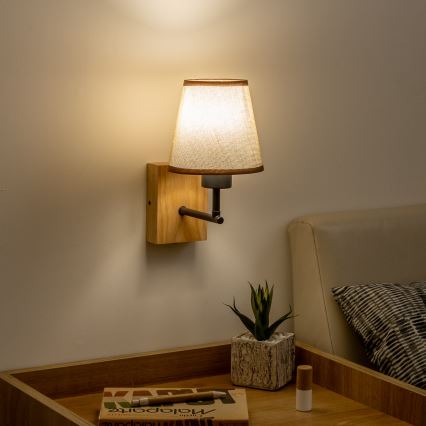 Brilagi - Wall lamp NUBILA WOOD 1xE27/25W/230V oak/brown