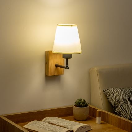 Brilagi - Wall lamp NUBILA WOOD 1xE27/25W/230V oak/creamy