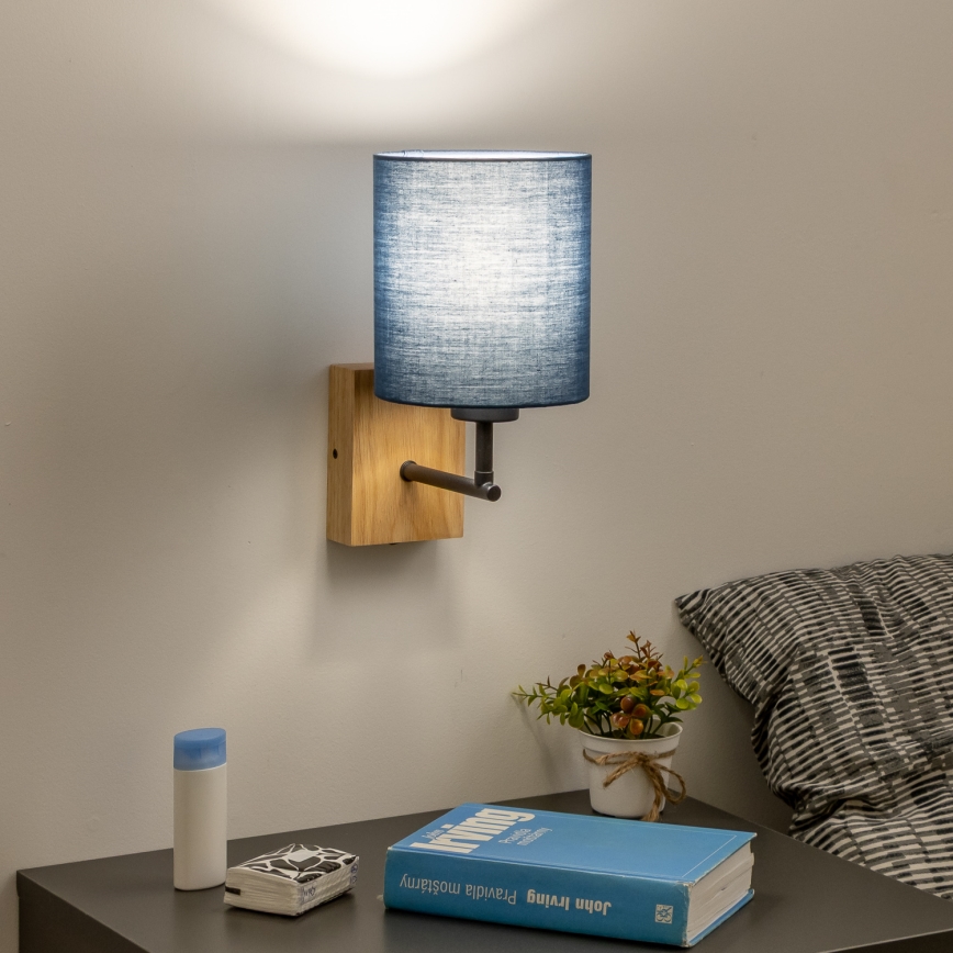 Brilagi - Wall lamp NUBILA WOOD 1xE27/25W/230V oak/dark blue