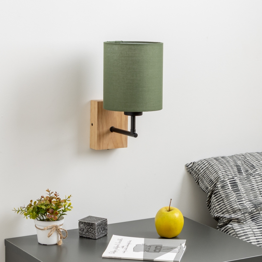Brilagi - Wall lamp NUBILA WOOD 1xE27/25W/230V oak/green