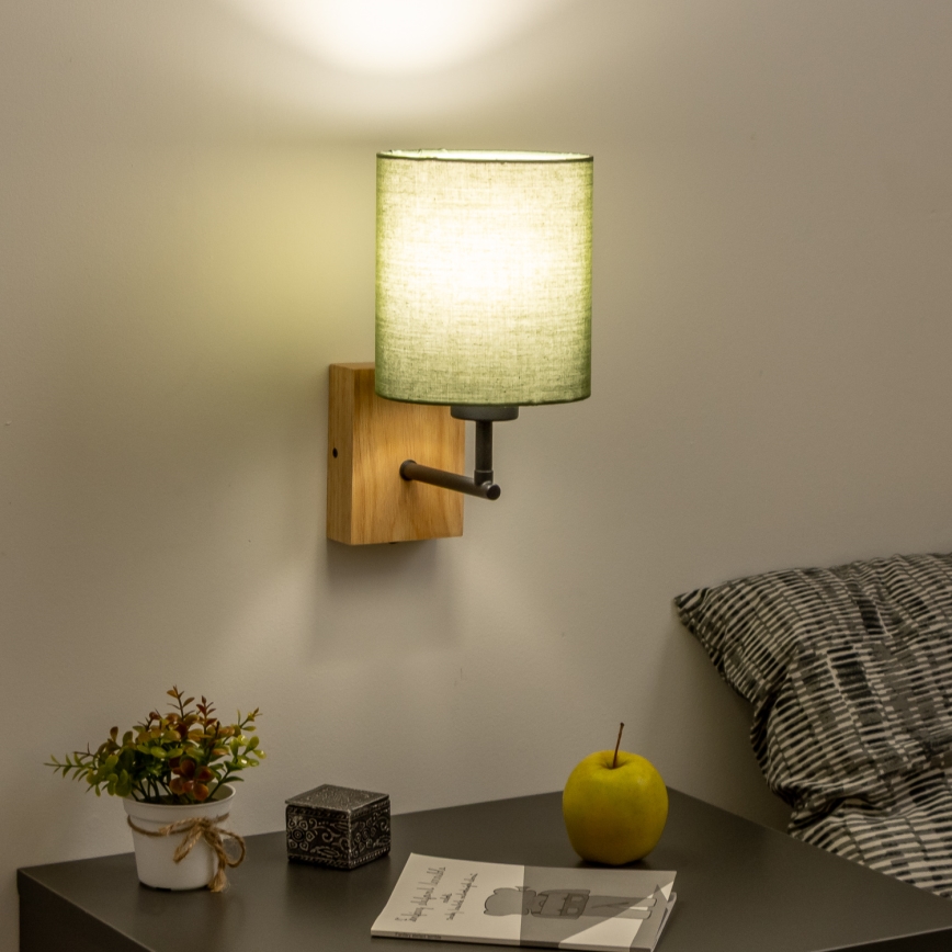 Brilagi - Wall lamp NUBILA WOOD 1xE27/25W/230V oak/green