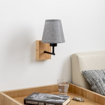 Brilagi - Wall lamp NUBILA WOOD 1xE27/25W/230V oak/grey