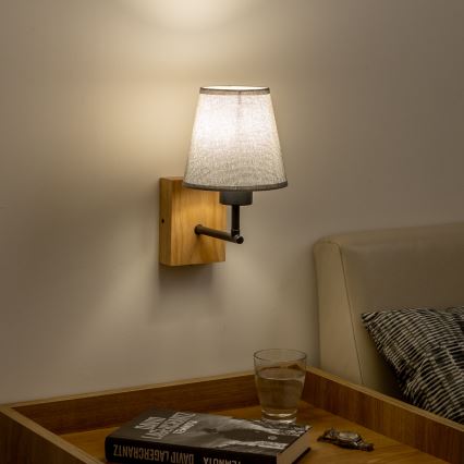 Brilagi - Wall lamp NUBILA WOOD 1xE27/25W/230V oak/grey