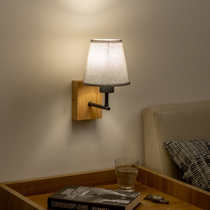 Brilagi - Wall lamp NUBILA WOOD 1xE27/25W/230V oak/grey