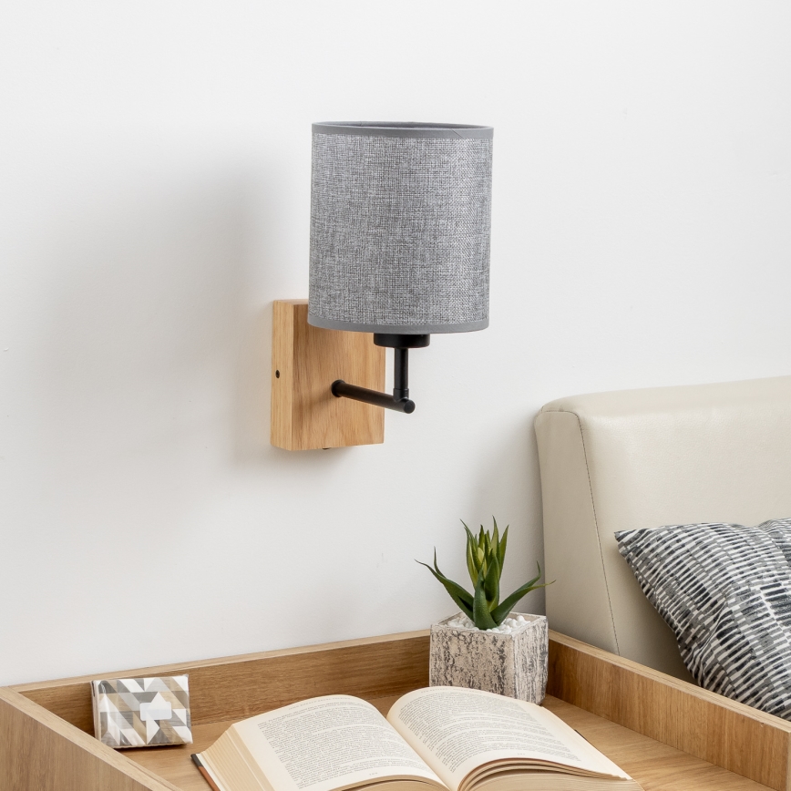 Brilagi - Wall lamp NUBILA WOOD 1xE27/25W/230V oak/grey