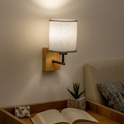 Brilagi - Wall lamp NUBILA WOOD 1xE27/25W/230V oak/grey