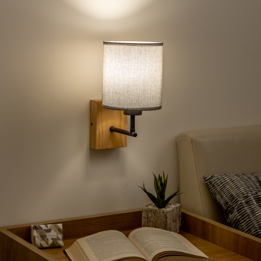 Brilagi - Wall lamp NUBILA WOOD 1xE27/25W/230V oak/grey