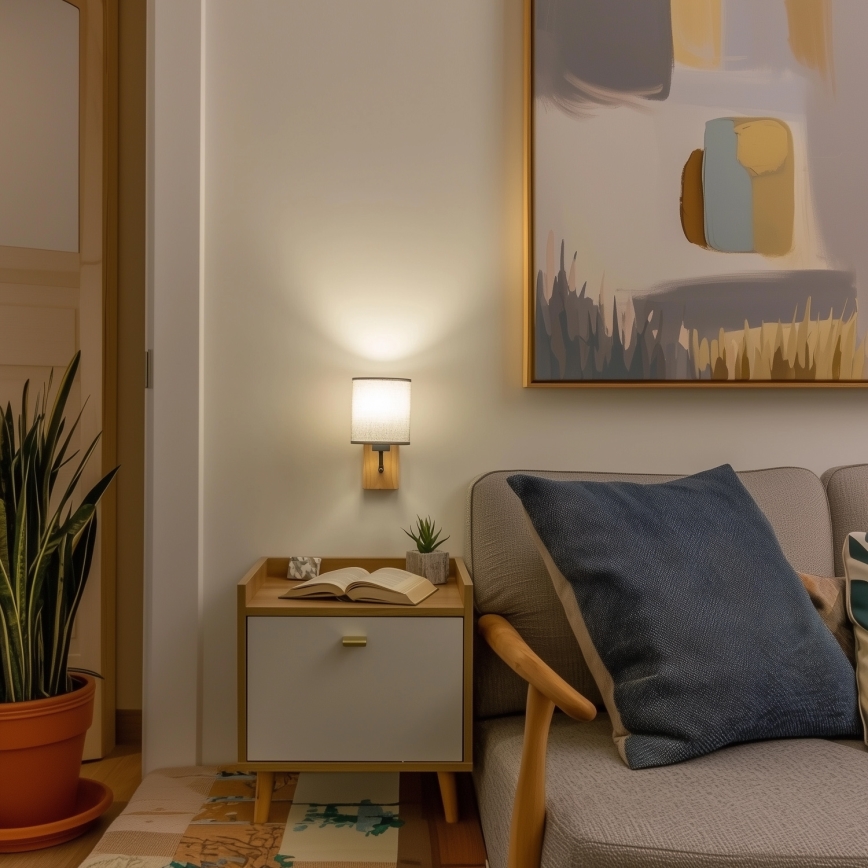 Brilagi - Wall lamp NUBILA WOOD 1xE27/25W/230V oak/grey
