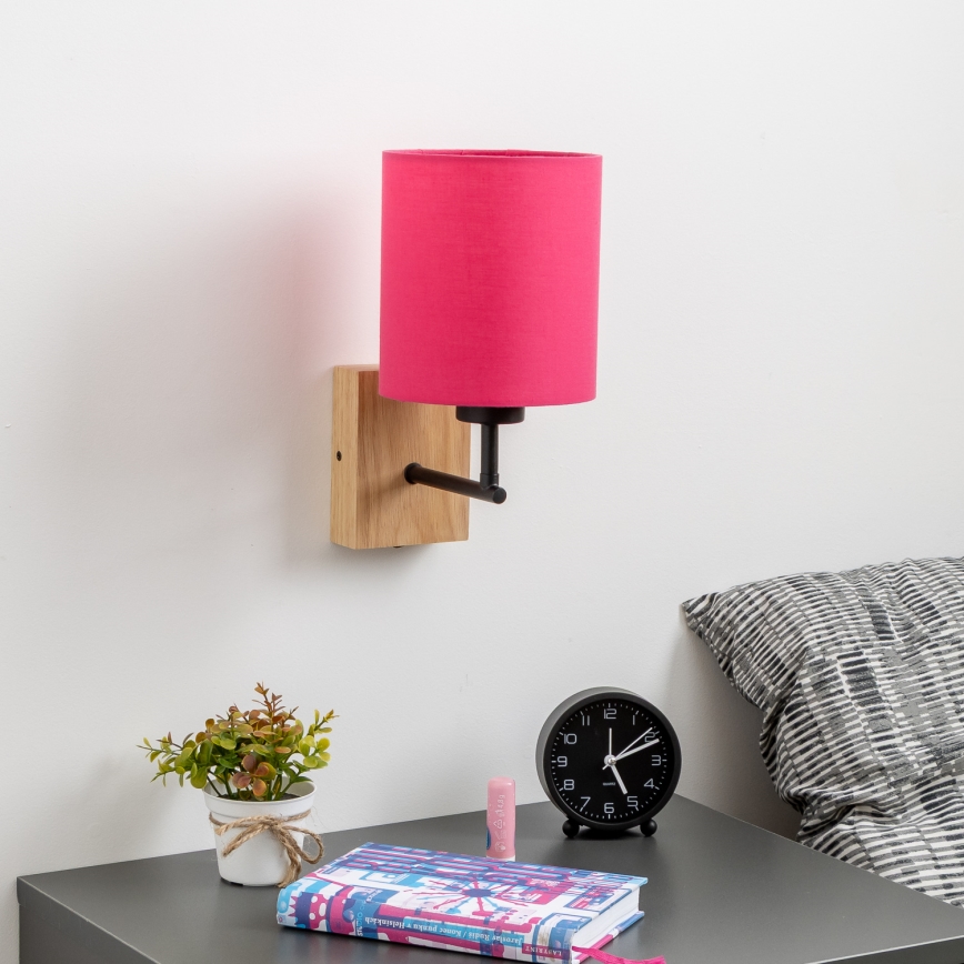 Brilagi - Wall lamp NUBILA WOOD 1xE27/25W/230V oak/pink
