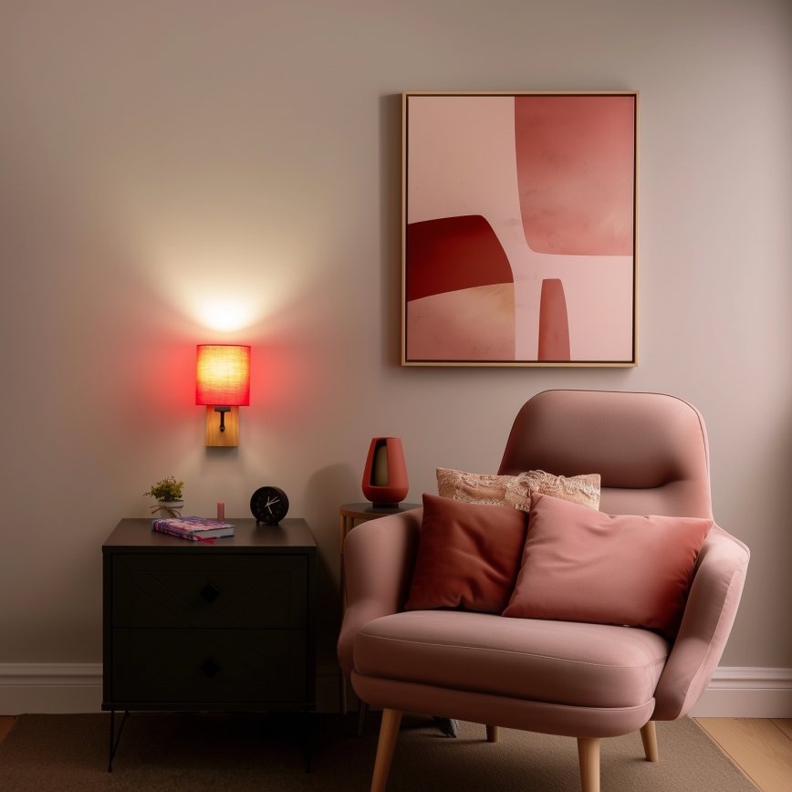 Brilagi - Wall lamp NUBILA WOOD 1xE27/25W/230V oak/pink