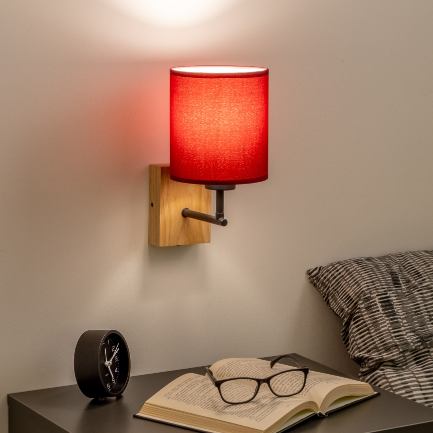 Brilagi - Wall lamp NUBILA WOOD 1xE27/25W/230V oak/Pompeian red