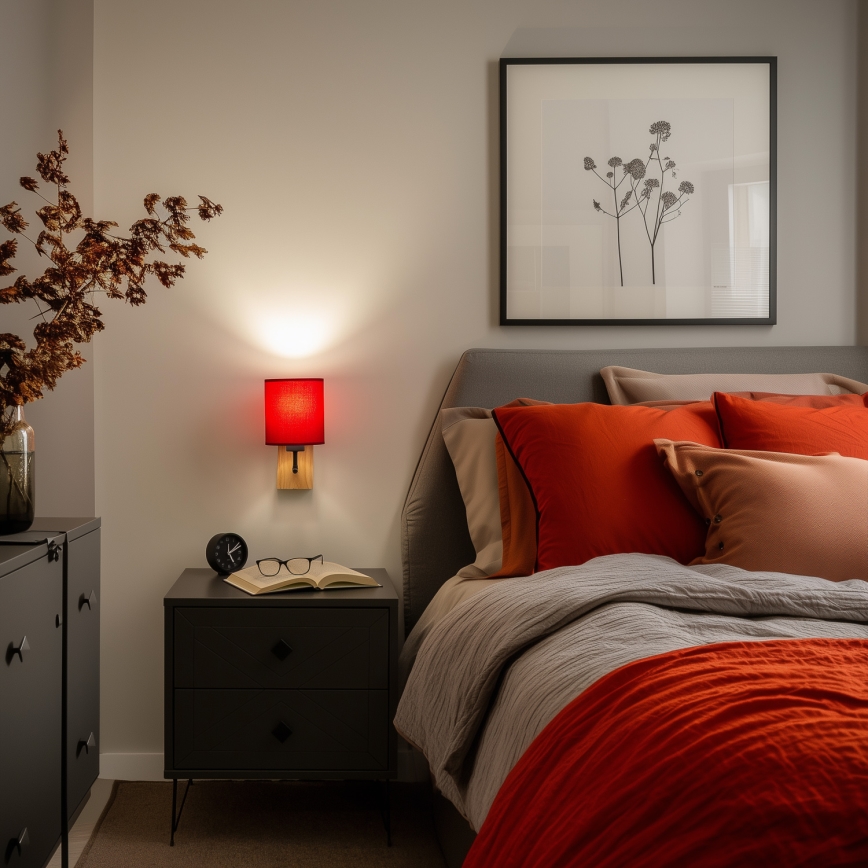 Brilagi - Wall lamp NUBILA WOOD 1xE27/25W/230V oak/Pompeian red