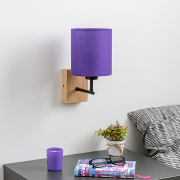 Brilagi - Wall lamp NUBILA WOOD 1xE27/25W/230V oak/purple
