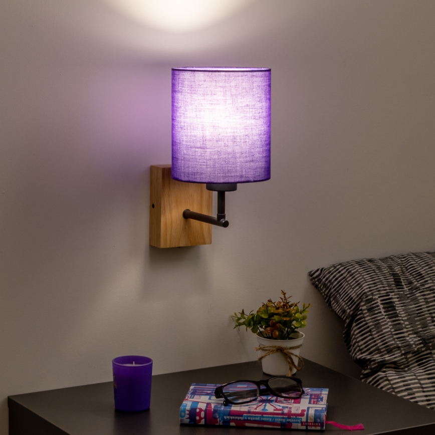 Brilagi - Wall lamp NUBILA WOOD 1xE27/25W/230V oak/purple