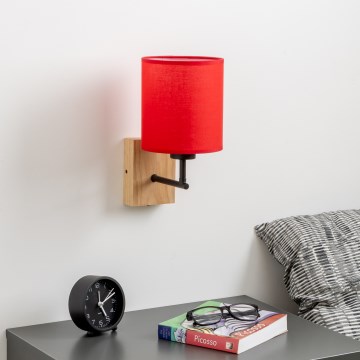 Brilagi - Wall lamp NUBILA WOOD 1xE27/25W/230V oak/red