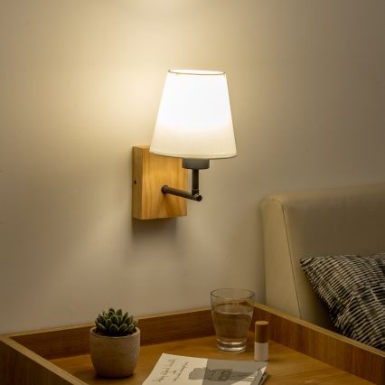 Brilagi - Wall lamp NUBILA WOOD 1xE27/25W/230V oak/white