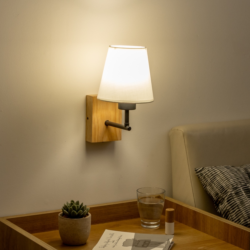 Brilagi - Wall lamp NUBILA WOOD 1xE27/25W/230V oak/white