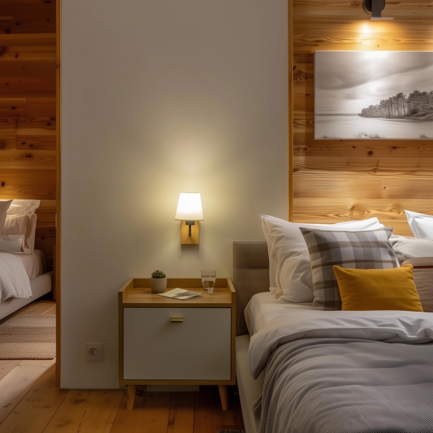 Brilagi - Wall lamp NUBILA WOOD 1xE27/25W/230V oak/white