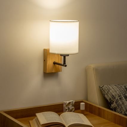 Brilagi - Wall lamp NUBILA WOOD 1xE27/25W/230V oak/white