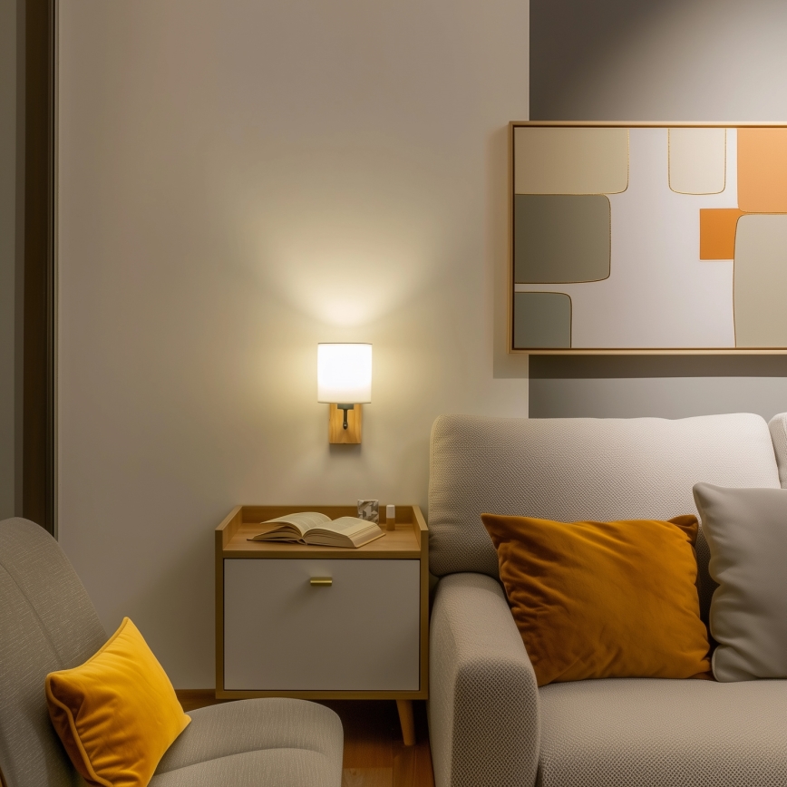 Brilagi - Wall lamp NUBILA WOOD 1xE27/25W/230V oak/white