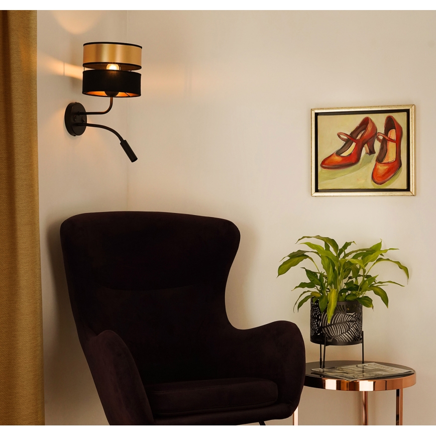 Brilagi - Wall lamp ROYAL 1xE27/15W/230V + 1xG9/3W black/gold