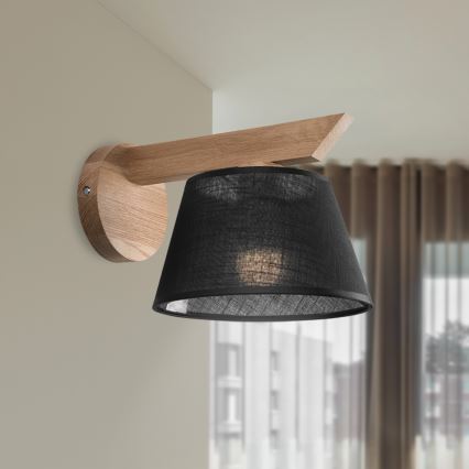 Brilagi - Wall light ANTHONY 1xE14/40W/230V oak/black