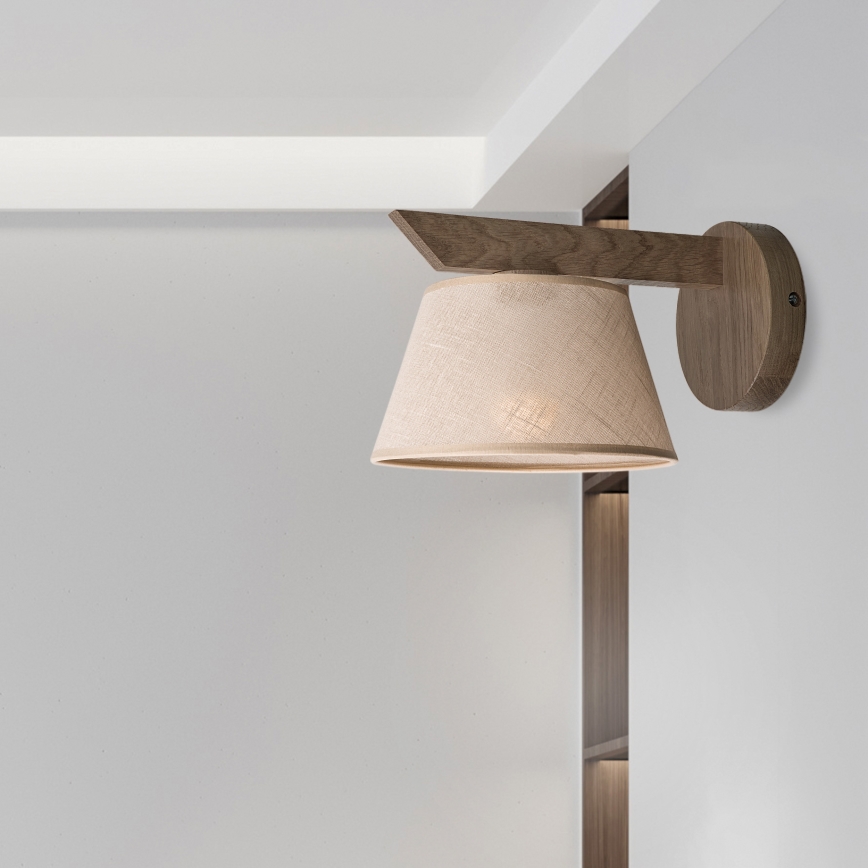 Brilagi - Wall light ANTHONY 1xE14/40W/230V oak walnut/beige