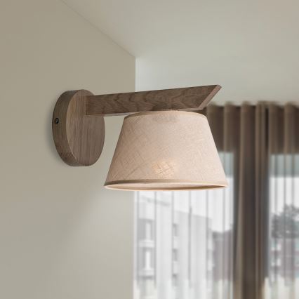Brilagi - Wall light ANTHONY 1xE14/40W/230V oak walnut/beige