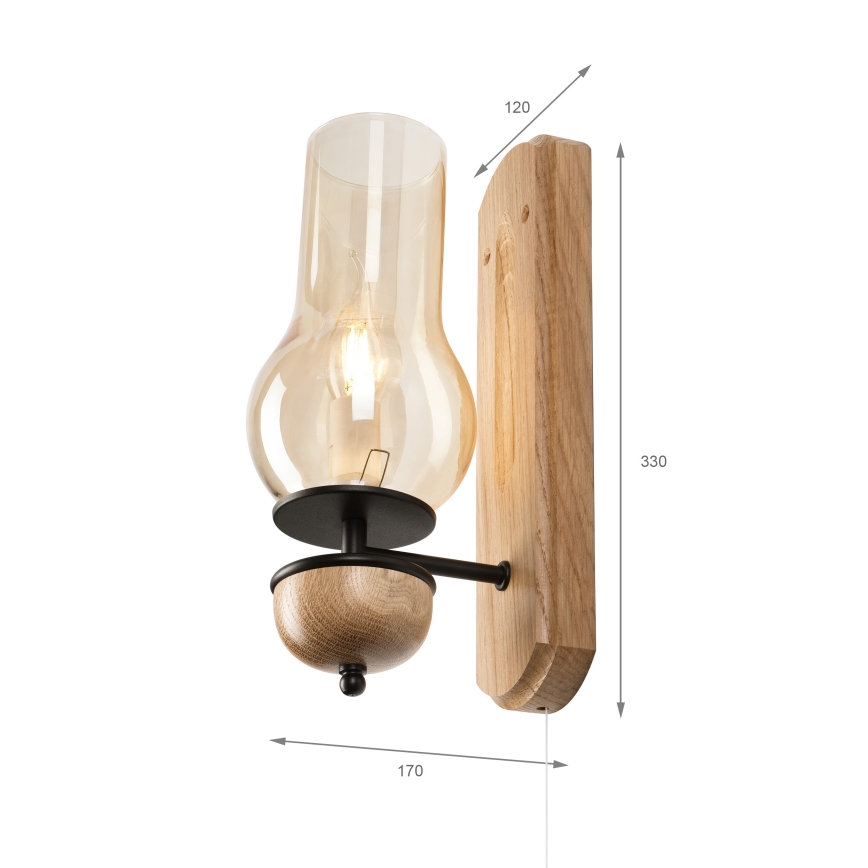 Brilagi - Wall light COTTAGE 1xE14/40W/230V oak/brown