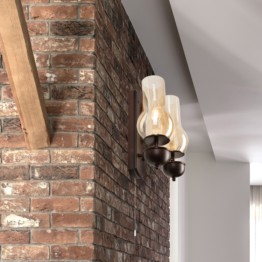 Brilagi - Wall light COTTAGE 2xE14/40W/230V beech/brown