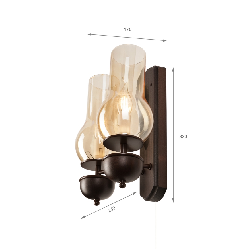 Brilagi - Wall light COTTAGE 2xE14/40W/230V beech/brown