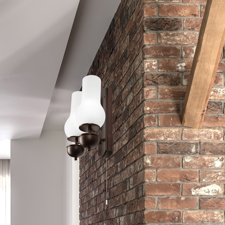 Brilagi - Wall light COTTAGE 2xE14/40W/230V beech/white