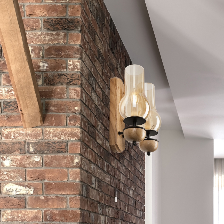 Brilagi - Wall light COTTAGE 2xE14/40W/230V oak/brown
