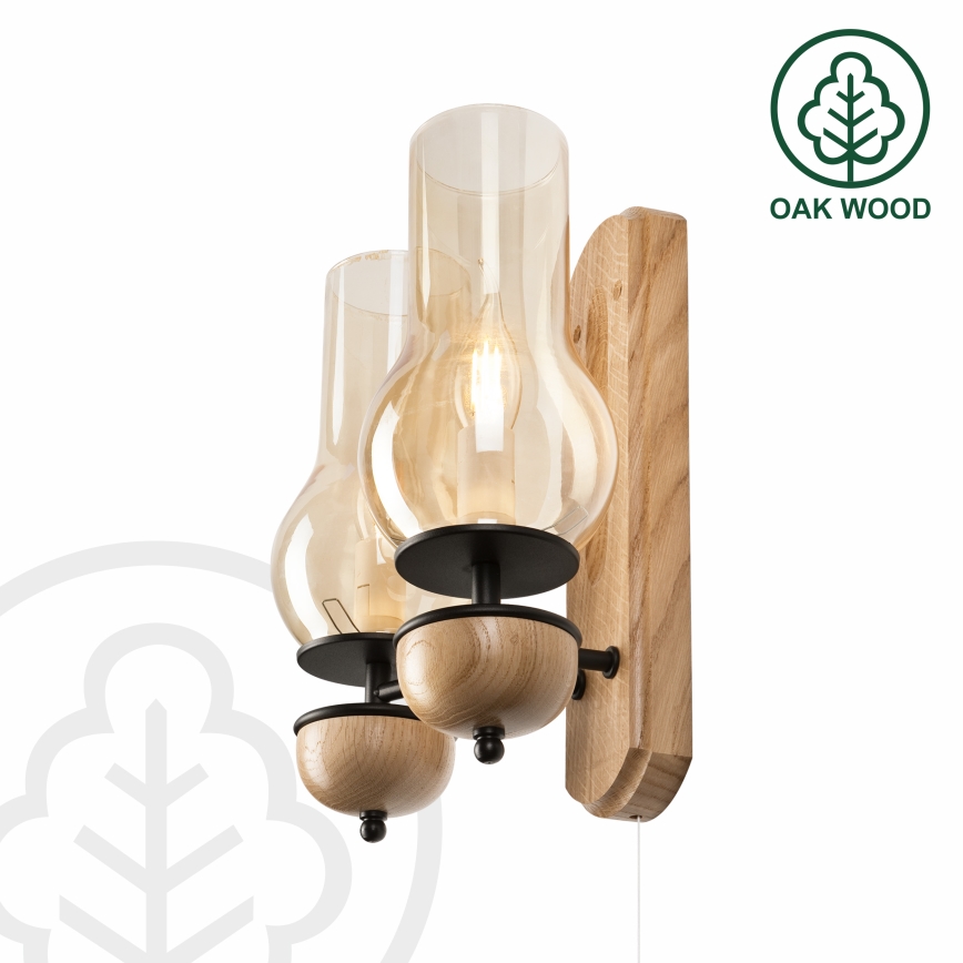 Brilagi - Wall light COTTAGE 2xE14/40W/230V oak/brown