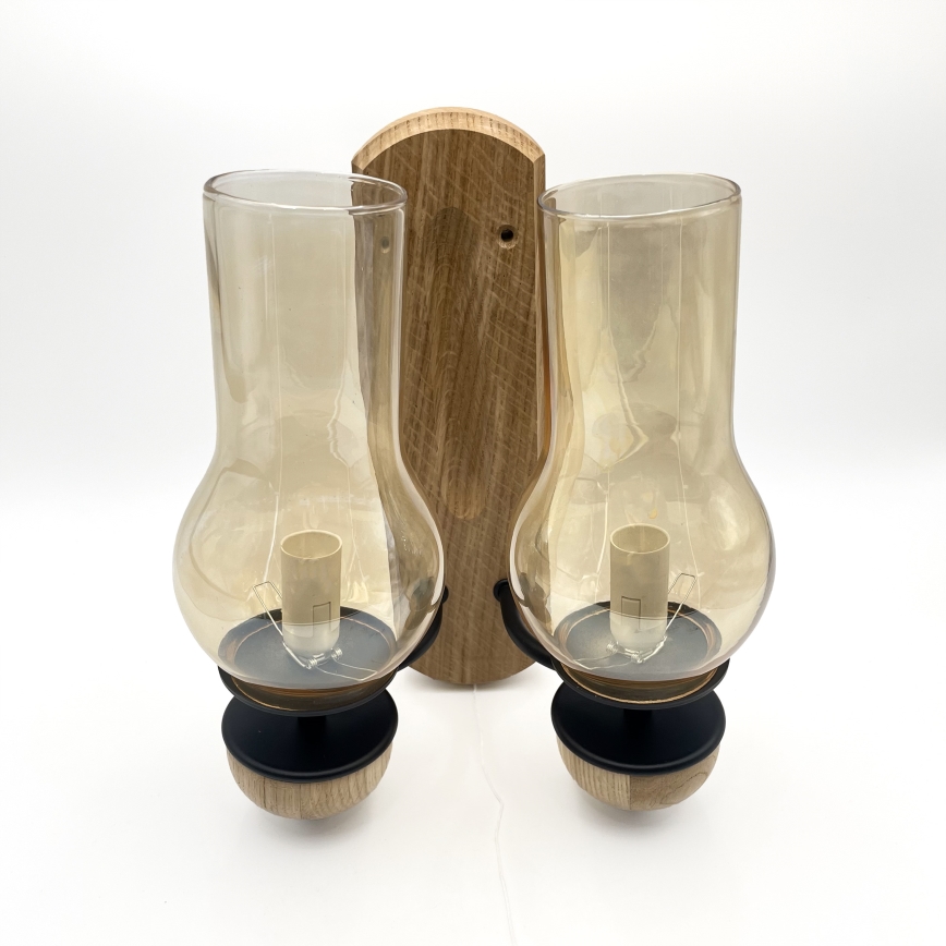 Brilagi - Wall light COTTAGE 2xE14/40W/230V oak/brown