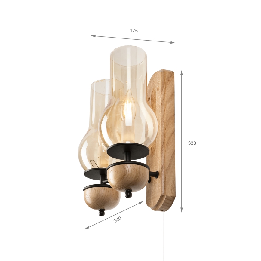 Brilagi - Wall light COTTAGE 2xE14/40W/230V oak/brown