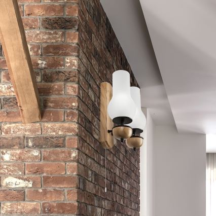 Brilagi - Wall light COTTAGE 2xE14/40W/230V oak/white